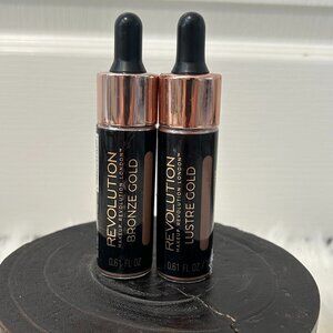 REVOLUTION Bronze Gold and Lustre Gold Liquid Highlighter NEW